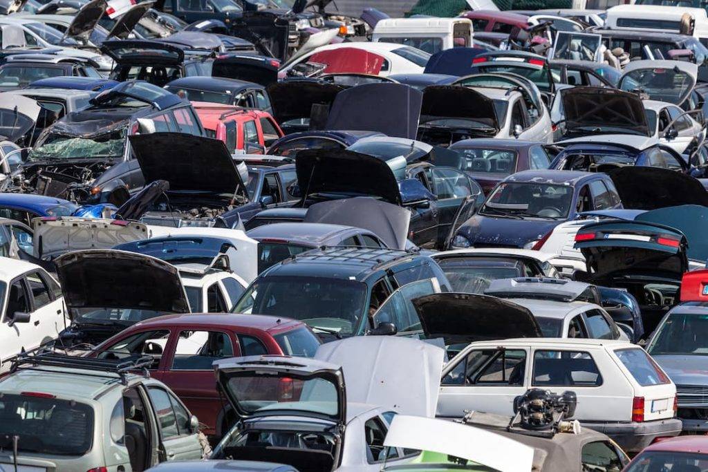 Rows of cars for scrap